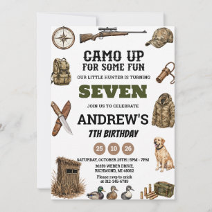 Personalised Hunting Birthday Camo up for some fun Invitation