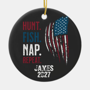 Personalised Hunting Fishing Outdoorsman Ceramic Tree Decoration