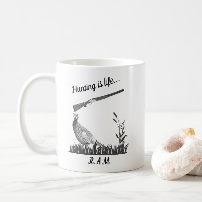 Personalised Hunting Is Life 4 Coffee Mug (With Donut)