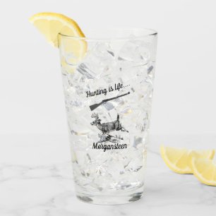 Personalised Hunting Is Life Buck and Rifle Glass
