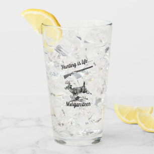 Personalised Hunting Is Life Buck and Shotgun Glass