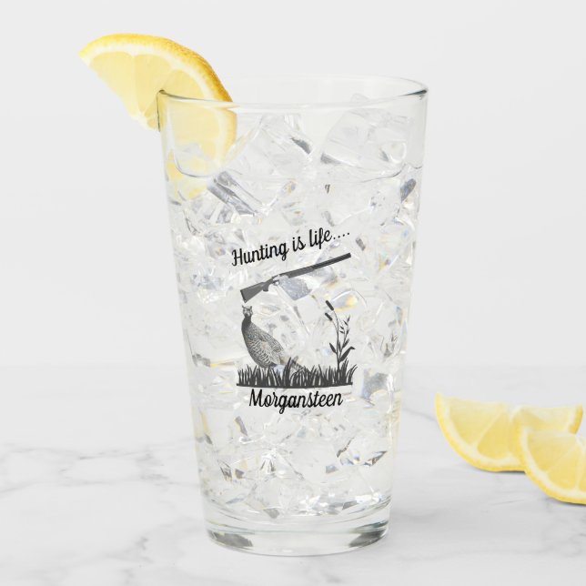 Personalised Hunting Is Life Pheasant and Shotgun Glass (Front Ice)
