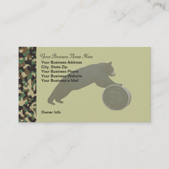 Personalised Hunting Theme Camo Business Card (Front)
