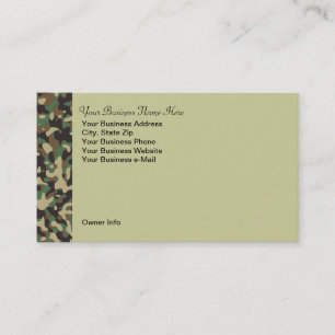 Personalised Hunting Theme Camo Business Card