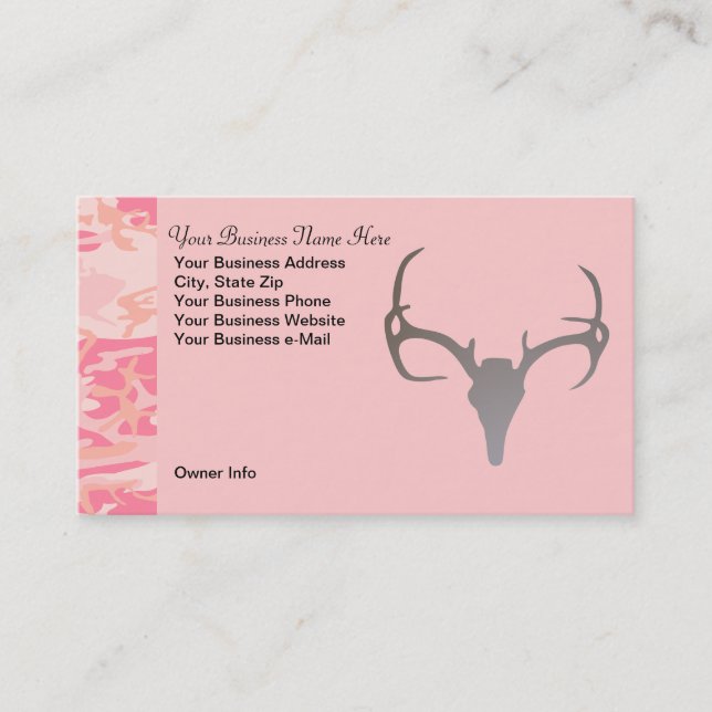 Personalised Hunting Theme Camo Deer Business Card (Front)