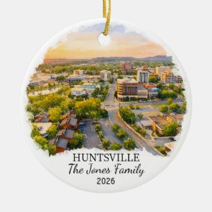Personalised Huntsville Ornament, Custom Alabama Ceramic Tree Decoration