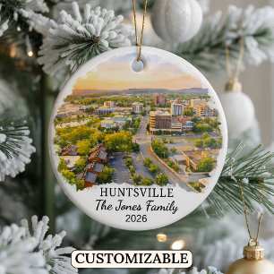 Personalised Huntsville Ornament, Custom Alabama Ceramic Tree Decoration