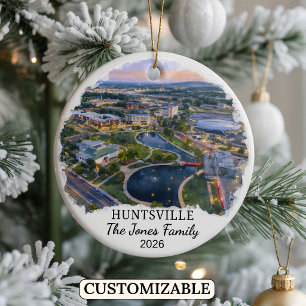 Personalised Huntsville Ornament, Custom Alabama Ceramic Tree Decoration