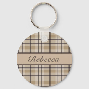 Personalised hurricane and sandrift plaid pattern key ring