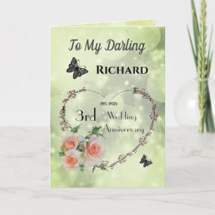 Personalised Husband 3rd Anniversary Greeting Card