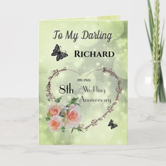 Personalised Husband 8th Anniversary Greeting Card (Front)