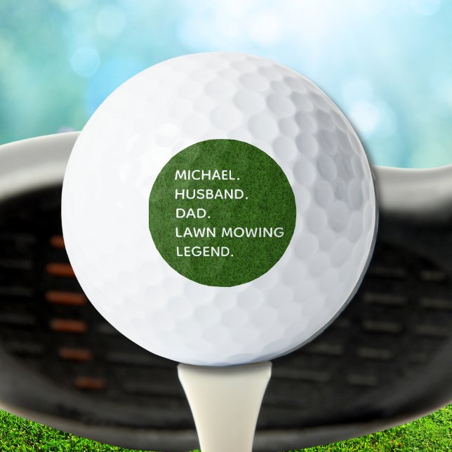 Personalised Husband Dad Lawn Mowing Legend Golf Balls (Replace name to personalize, all text is editable, change any word(s) as required to customize)