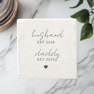 Personalised Husband & Daddy EST Gift  Stone Coaster