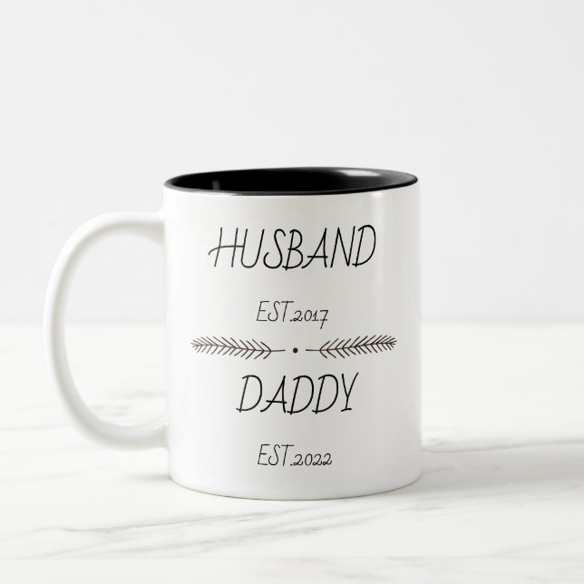 Personalised Husband Daddy - New Dad Gift Two-Tone Coffee Mug (Left)