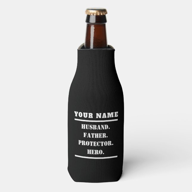 Personalised Husband Father Protector Hero Bottle Cooler (Bottle Front)