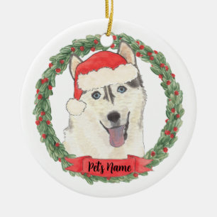 Personalised Husky Ceramic Tree Decoration