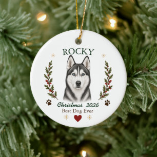 Personalised Husky Dog Christmas Ceramic Tree Decoration