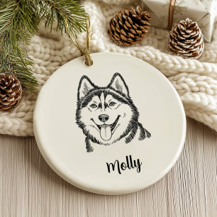 Personalised Husky Dog Christmas Ceramic Tree Decoration