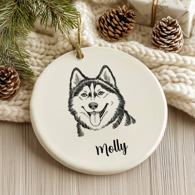 Personalised Husky Dog Christmas Ceramic Tree Decoration (Creator Uploaded)