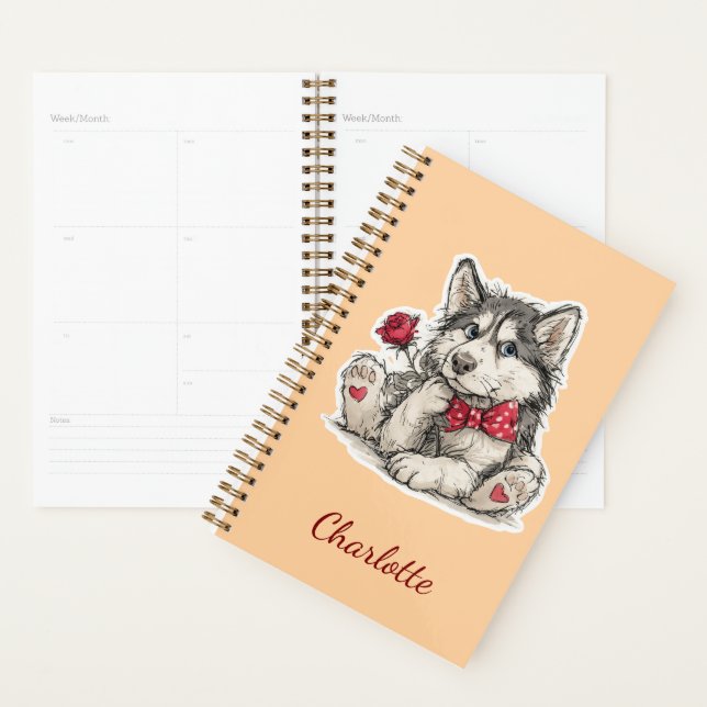 Personalised Husky with Custom Name Planner (Display)