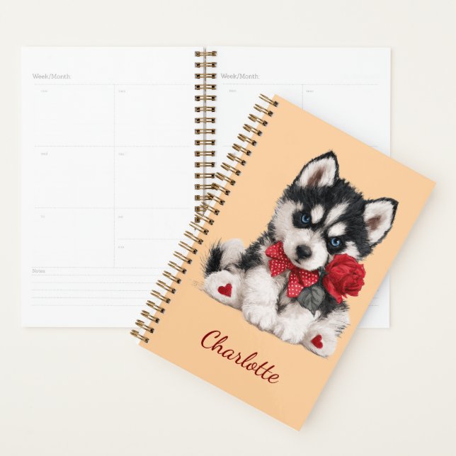 Personalised Husky with Custom Name Planner (Display)