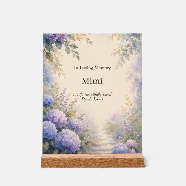 Personalised Hydrangea Memorial Acrylic Sign (Front)