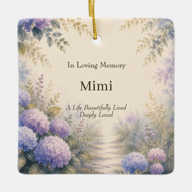 Personalised Hydrangea Memorial Ornament (Front)