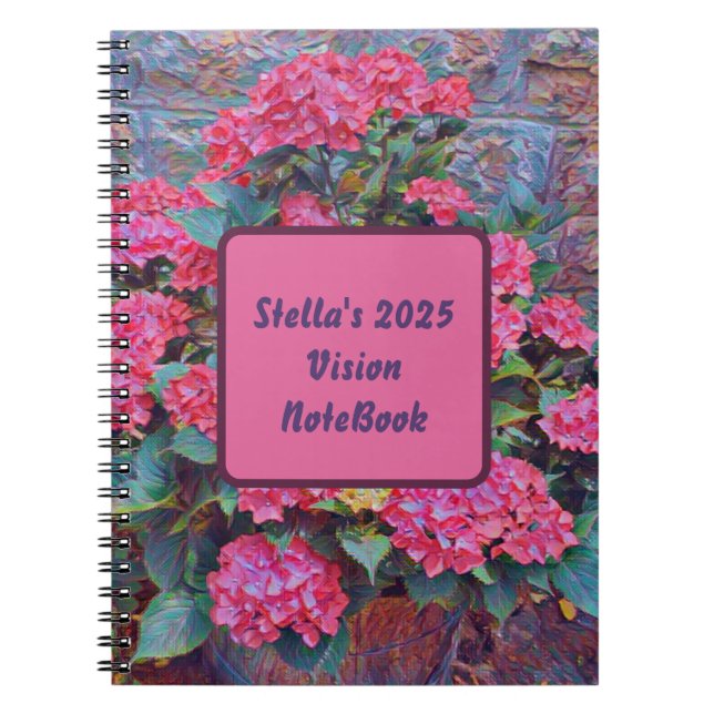 Personalised hydrangea paint Vision notebook 2025 (Front)