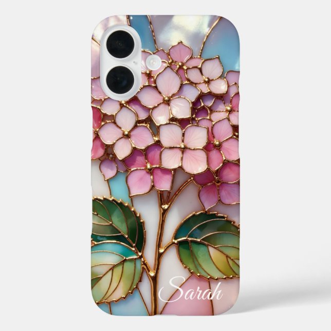Personalised Hydrangea Phone Case Pink Floral (Back)