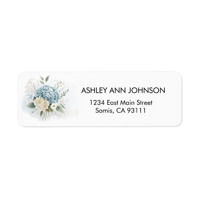 Personalised Hydrangea Return Address Labels (Front)