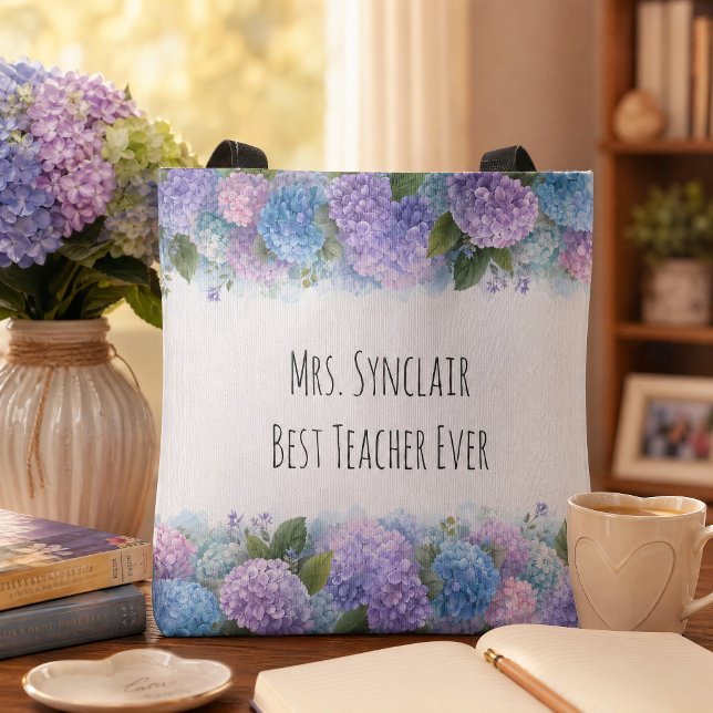 Personalised Hydrangea Teacher Thank You Tote Bag (Creator Uploaded)