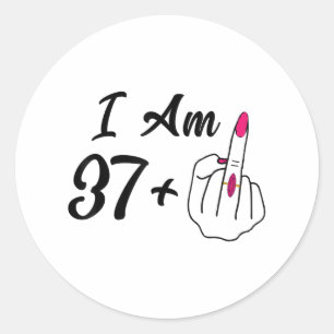 Personalised I Am 37 Plus 1 Middle Finger Humour 3 Classic Round Sticker