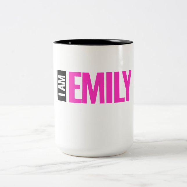 Personalised "I Am Emily"  Two-Tone Coffee Mug (Center)
