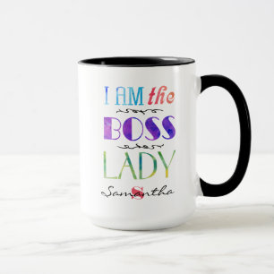 Personalised I am the Boss Lady Typography Mug