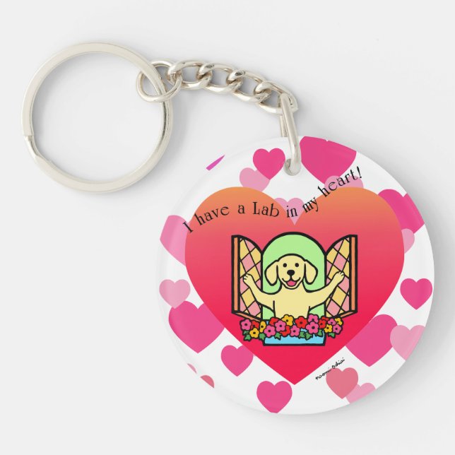 Personalised I have a Lab in my Heart (Yellow) Key Ring (Front)