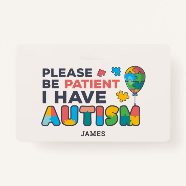 Personalised I Have Autism ID ID Badge (Front)