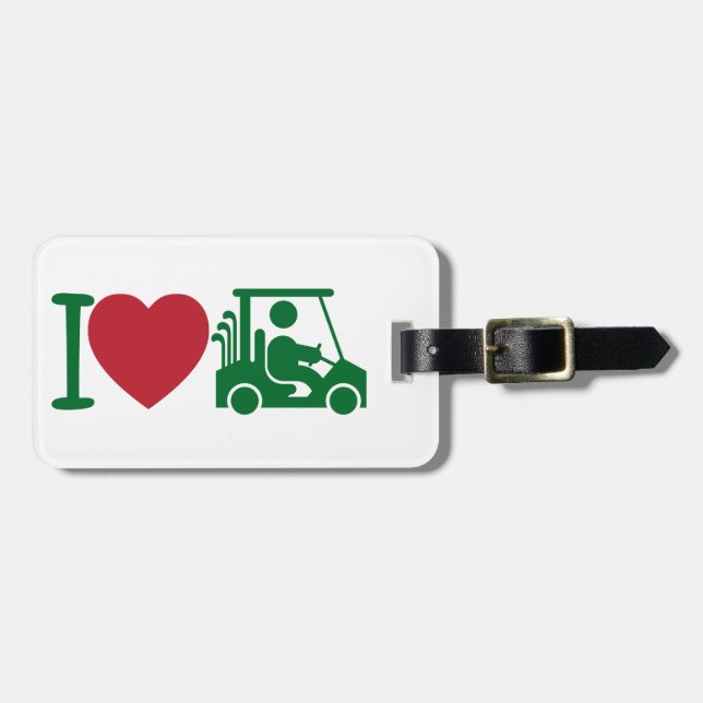 Personalised I Heart Golfing Golf Bag Tag (Front Horizontal)
