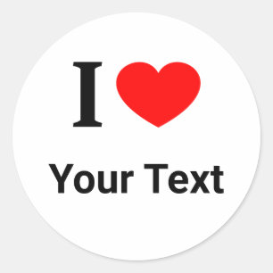 Personalised I ❤️ I LOVE I HEART 2 Classic Round Sticker