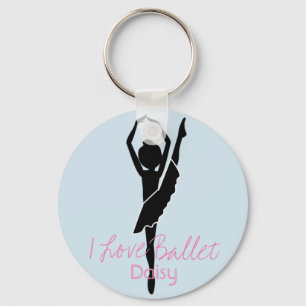 Personalised I Love Ballet Silhouette Key Ring