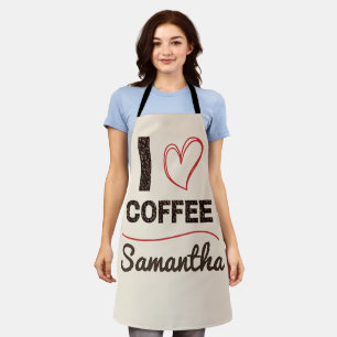 Personalised I Love Coffee Bean Barista Apron Gift