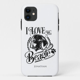 Personalised I love my Beagle   iPhone 11 Case