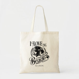 Personalised I Love My Beagle Tote Bag