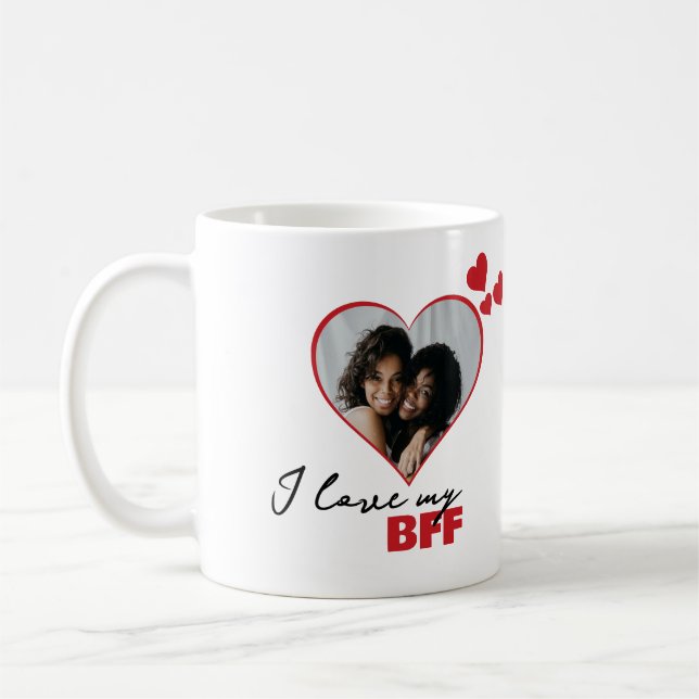 Personalised I Love My Best Friend Heart Photo Coffee Mug (Left)