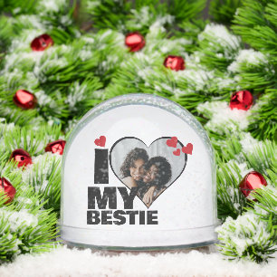 Personalised I Love My Bestie Heart Photo Snowglobe