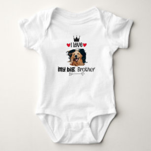 Personalised I Love My Big Brother Dog Photo Baby Bodysuit