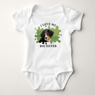 Personalised I Love My Big Sister Dog Photo Baby Bodysuit
