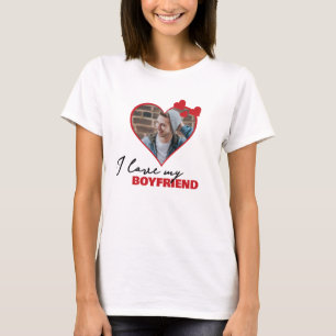 Personalised I Love My Boyfriend Heart Photo T-Shirt