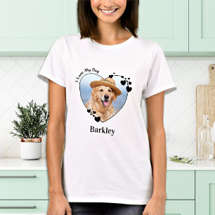 Personalised I Love My Dog Cute Heart Pet Photo T-Shirt