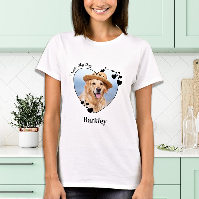 Personalised I Love My Dog Cute Heart Pet Photo T-Shirt (Creator Uploaded)