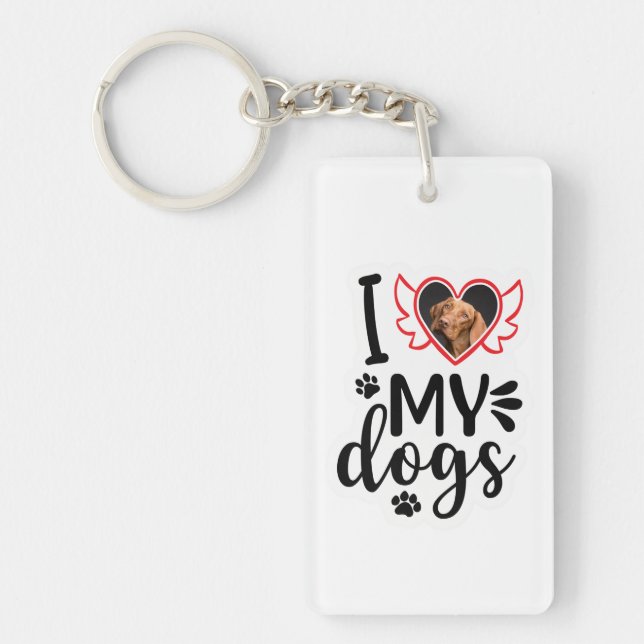 Personalised I Love My Dog Photo  Key Ring (Front)